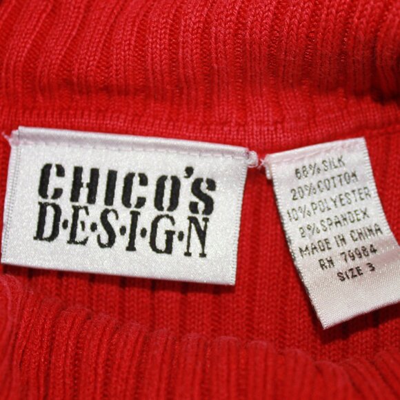 #287 Chico's Red Turtle-Neck Dressy Tank Size 3 (16) - Picture 8 of 9